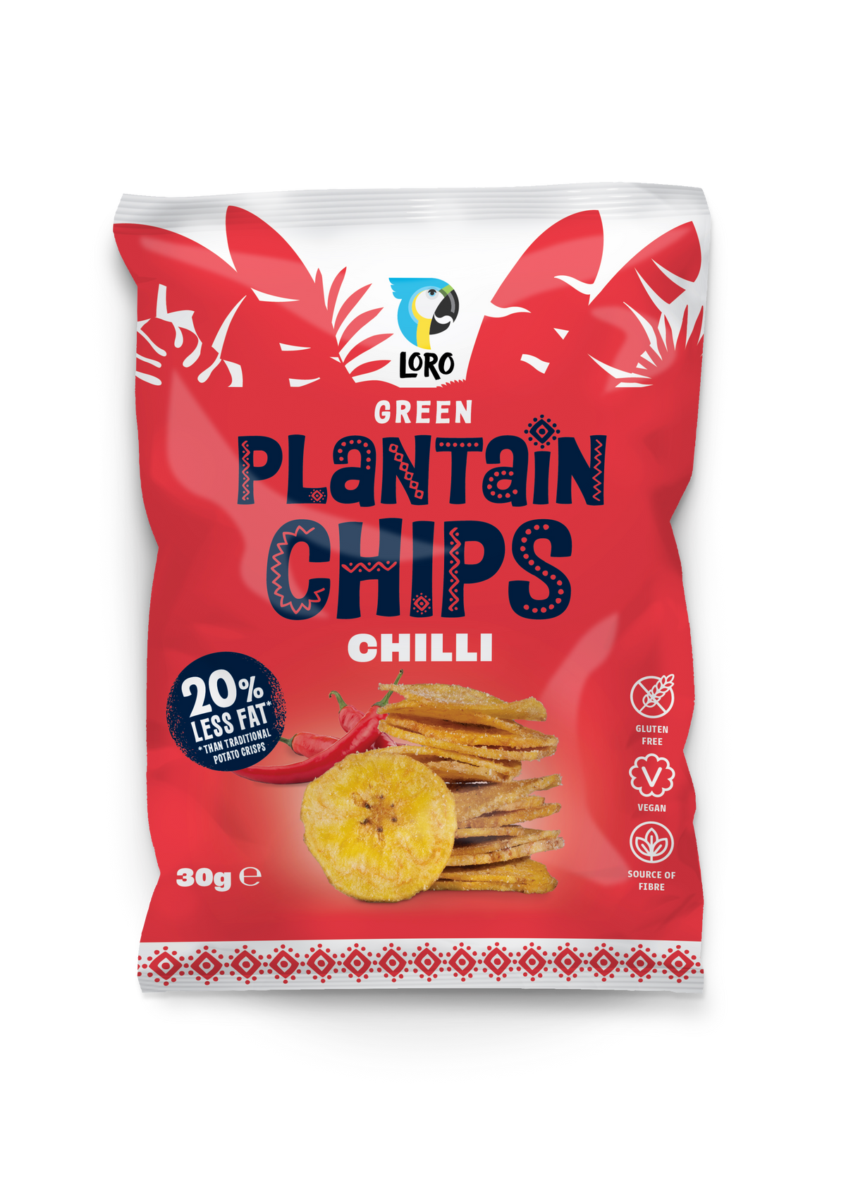 Loro Green Plantain Chips Chilli 30g bag